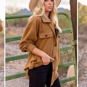 Ruby Camel Button-Down Shacket